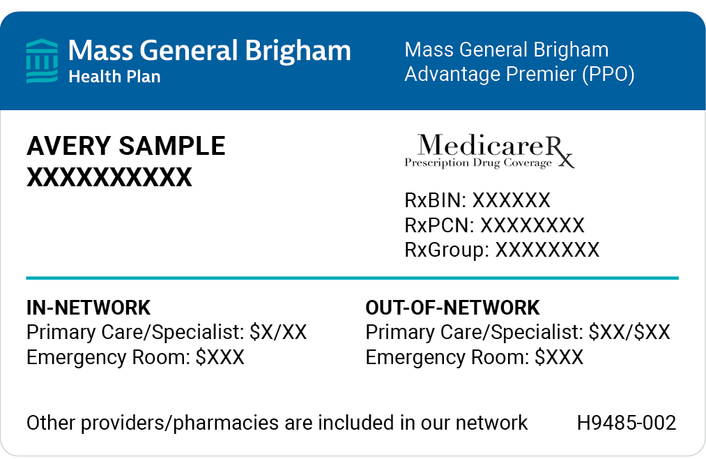 Mass General Brigham Advantage Premier (PPO) ID Card Front Image